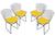 Conjunto Com 4 Cadeiras Bertoia Preta Fosca Com Assento - Várias Cores Amarela