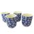 Conjunto de 04 canecas oriental para chá de porcelana Azul