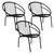 Conjunto de 3 Cadeiras Eclipse de Aço Carbono e Fibra Sintética Preto