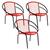Conjunto de 3 Cadeiras Eclipse de Aço Carbono e Fibra Sintética Vermelho