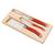 Conjunto de 3 facas para queijo Laguiole LA TOUR Luxo com bandeja de madeira- branco Vermelho
