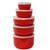 Conjunto de 5 potes herméticos alta durabilidade paredes grossas redondo com tampa Vermelho, Natural
