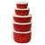 Conjunto de 5 potes herméticos alta durabilidade paredes grossas redondo com tampa Vermelho, Branco