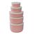 Conjunto de 5 potes herméticos alta durabilidade paredes grossas redondo com tampa Rosa bebê, Branco