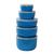 Conjunto de 5 potes herméticos alta durabilidade paredes grossas redondo com tampa Azul, Natural