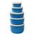 Conjunto de 5 potes herméticos alta durabilidade paredes grossas redondo com tampa Azul, Branco