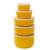 Conjunto de 5 potes herméticos alta durabilidade paredes grossas redondo com tampa Amarelo, Natural
