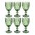 Conjunto de 6 taças de vidro para vinho água Diamound 340ML jogo de taças transparente verde lilas azul  VERDE