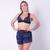 Conjunto de Academia Feminino em Dry Fit com Short Fitness e Top com Bojo - Fitmoda Azul marinho