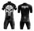 Conjunto de Ciclismo Camisa C/ Proteção UV e Bermuda C/ Forro Interno Punisher preto, Branco