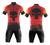 Conjunto de Ciclismo Camisa C/ Proteção UV e Bermuda C/ Forro Interno Punisher preto, Vermelho