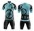 Conjunto de Ciclismo Camisa C/ Proteção UV e Bermuda C/ Forro Interno Bike preto, Azul