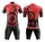 Conjunto de Ciclismo Camisa C/ Proteção UV e Bermuda C/ Forro Interno Bike preto, Vermelho
