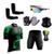 Conjunto de Ciclismo Camisa C/ Proteção UV e Bermuda em Gel + Luvas Ciclismo + Óculos de Proteção + Manguitos + Bandana Ciclista preto, Verde
