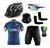 Conjunto de Ciclismo Camisa e Bermuda C/ Proteção UV + Capacete de Ciclismo C/ Luz Led + Óculos Esportivo Espelhado + Par de Manguitos + Bandana Itália 01