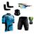 Conjunto de Ciclismo Camisa e Bermuda C/ Proteção UV + Óculos Esportivo Espelhado + Par de Manguitos + Bandana Ciclista preto, Azul