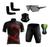 Conjunto de Ciclismo Camisa e Bermuda C/ Proteção UV + Óculos Esportivo Espelhado + Par de Manguitos + Bandana Xbike preto, Vermelho