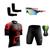 Conjunto de Ciclismo Camisa e Bermuda C/ Proteção UV + Óculos Esportivo Espelhado + Par de Manguitos Ciclista preto, Vermelho