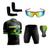 Conjunto de Ciclismo Camisa e Bermuda C/ Proteção UV + Óculos Esportivo Espelhado + Par de Manguitos Xfreedom brasil