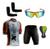 Conjunto de Ciclismo Camisa e Bermuda C/ Proteção UV + Óculos Esportivo Espelhado + Par de Manguitos Xfreedom vermelho