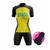 Conjunto de Ciclismo Feminino Camisa e Bermuda Espuma Com Bolsos Mtb Amarelo