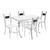 Conjunto de Mesa com 4 Cadeiras Katia Prata e branco Branco