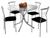 Conjunto de Mesa com 4 Cadeiras Parma Preto