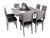 Conjunto de Mesa com 8 Cadeiras Verona/Lugano   Cinza e Preto