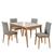 Conjunto de Mesa de Jantar Rubi 136x90cm com 4 Cadeiras Rubi Imbuia/Neblina Imbuia/Branco Off/Neblina
