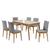 Conjunto de Mesa de Jantar Rubi 160x90cm com 6 Cadeiras Rubi Imbuia/Branco Off/Neblina