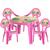 Conjunto de Mesa e 4 Cadeiras Infantil Estampada Colorida Rosa Princesa