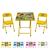 Conjunto De Mesa Infantil Com 2 Cadeiras Dobrável Aço Jogo Amarelo