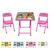 Conjunto De Mesa Infantil Com 2 Cadeiras Dobrável Aço Jogo Rosa
