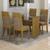 Conjunto de Mesa Ravena com Vidro 4 Cadeiras II Suede Ypê e Marrom Claro Marrom Claro