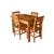 Conjunto de Mesa Ripada 1,20m com 4 Cadeiras em Madeira Maciça MARROM