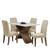 Conjunto de Mesa Sala de Jantar Tampo Com Vidro Grécia 4 Cadeiras Off White / Bege / Cedro 1,36m Dobuê Cedro / Off White