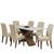 Conjunto de Mesa Sala de Jantar Tampo Com Vidro Grécia 6 Cadeiras Off White / Bege / Cedro 1,80m Dobuê Cedro / Off White