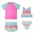 Conjunto de Praia 4 peças Shorts Camiseta Biquini Eddie Baue Rosa