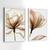 Conjunto de Quadros Decorativos com Moldura Flor de Lotus Clean Neutro Marrom Sala Quarto Kit 2  Moldura Branca