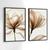 Conjunto de Quadros Decorativos com Moldura Flor de Lotus Clean Neutro Marrom Sala Quarto Kit 2  Moldura Preta