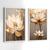 Conjunto de Quadros Decorativos com Moldura Rosas Branca e Dourada Pintura Sala Quarto Kit 2  Moldura Branca