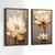 Conjunto de Quadros Decorativos com Moldura Rosas Branca e Dourada Pintura Sala Quarto Kit 2  Moldura Preta