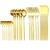 Conjunto De Talheres Aço Inoxidável 24 Pcs Faqueiros Kits Premium Dourado