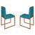 Conjunto Duas Cadeiras Sala Jantar BARCELONA Bronze/Veludo azul turquesa