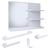 Conjunto Espelheira Suspensa Compacta Prateleiras Organizadoras Espelho Astra e Kit Banheiro 4 Peças Aço Inox Não Enferruja  RPM BRANCO