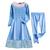 Conjunto Fantasia Infantil Calça e Blusa Temático Princesas Azul Frozen Elsa Anna Azul