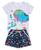 Conjunto Feminino Criança Roupa Infantil Verão Menina  4/6/8 Branco, Baleia