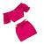 Conjunto Feminino Linho Cropped Shorts Saia com Cinto Pink