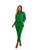 Conjunto Feminino Malha Tricot Longo Moda Inverno Verde bandeira