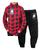 Conjunto Festa Junina Infantil Camisa Xadrez + Calça Preta Sarja Lycra menino Preto